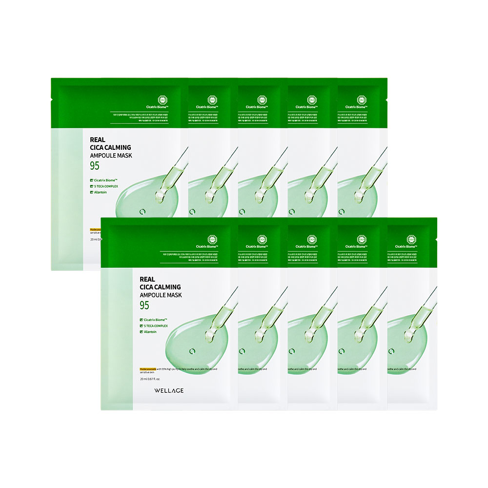 Global Kpop and K-beauty – Wellage Real Cica Calming Ampoule Mask 10 sheets