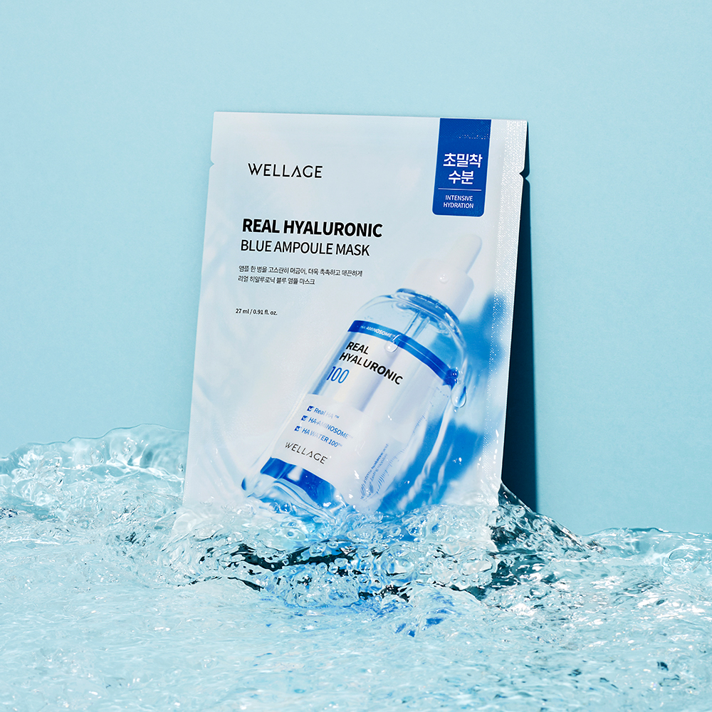 Global Kpop and K-beauty – Wellage Real Hyaluronic Blue Ampoule Mask 1 Sheet