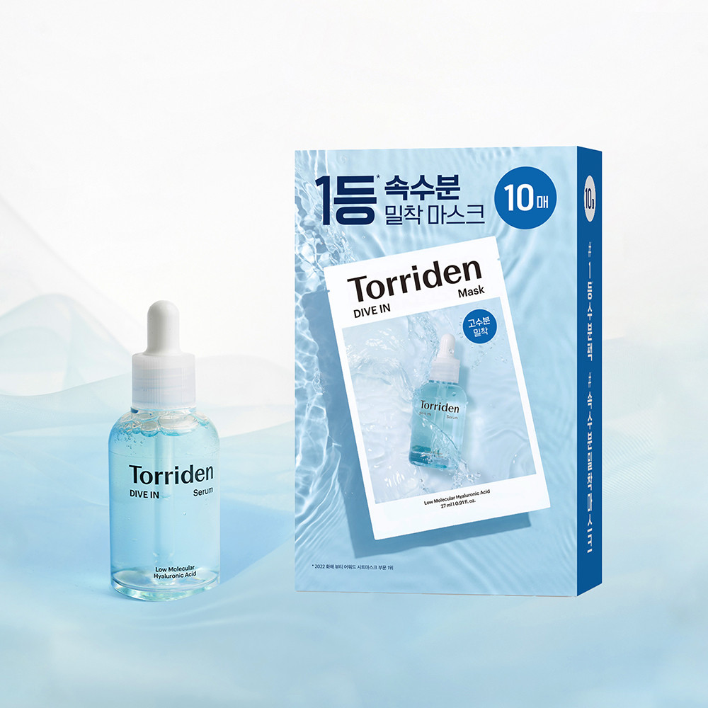 Global Kpop and K-beauty – Torriden Dive-in Low Molecular Hyaluronic Acid Serum 50ml + 10 Masks