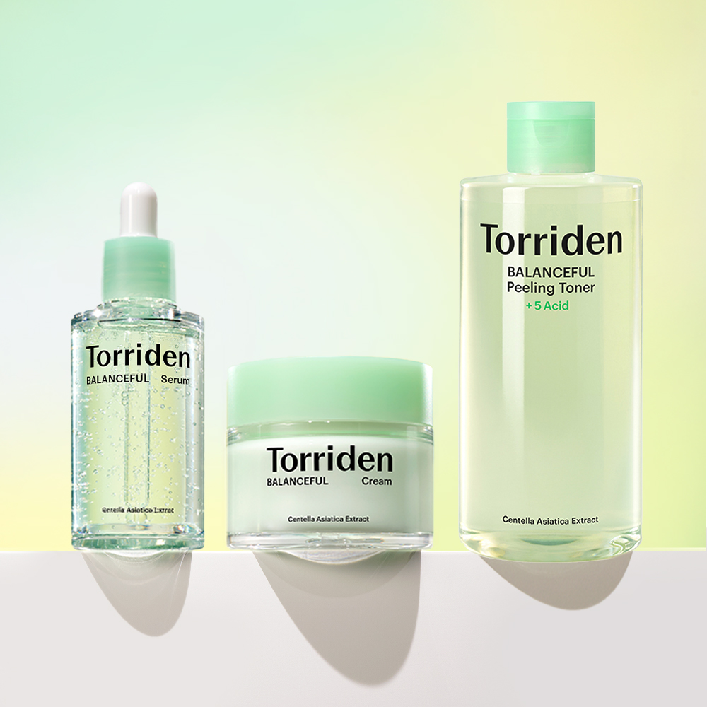 Global Kpop and K-beauty – Torriden Balanceful Cica Calming Serum 50ml + Cream 80ml + Exfoliating Toner 250ml